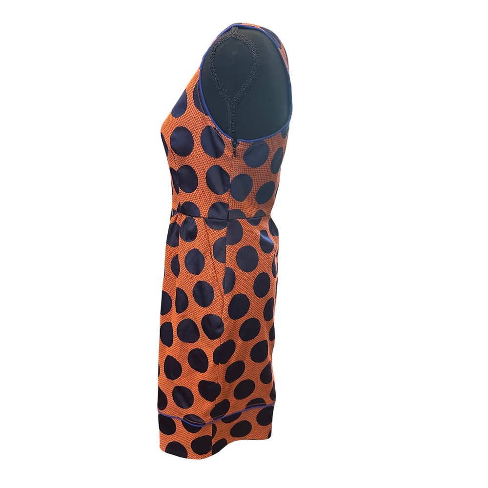Maeve Anthropologie Rokin Orange Navy Polka Dot Cross Back Dress 6 - Picture 5 of 11